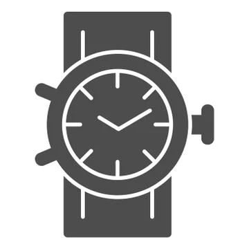 Mechanical watch solid icon, shopping concept, clock sign on white background Illustrazione stock