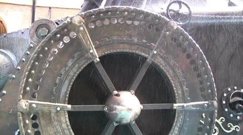 Mechanical water wheel in motion Stock Footage 25970741