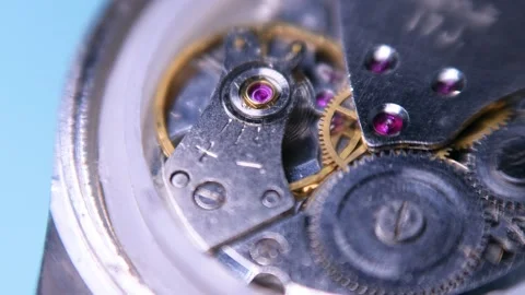 Mechanical wind watch center wheel in action, closeup 4K Stock Footage 165844840