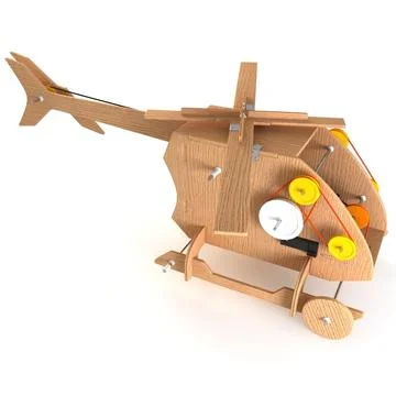 Mechanical Wooden Toy Helicopter 3D Model