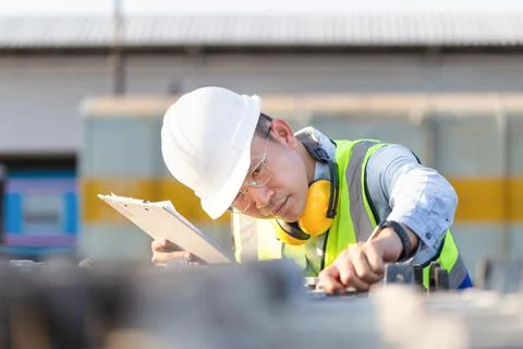 Mechanical worker checking of battery storage system, Engineer man in site Stock Photos