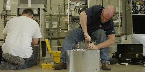 Mechanical Worker HVAC Stock Footage 123420679