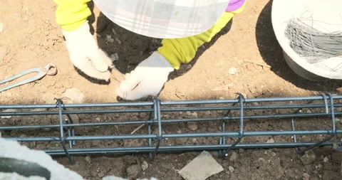 Mechanical working on wall construction site house builing concret brick Stock Footage 169744095