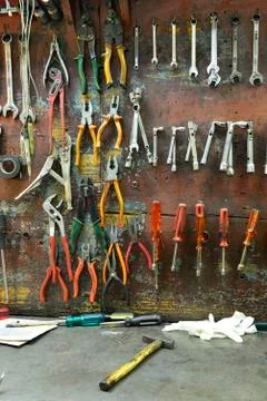Mechanical workshop tools Stock Photos