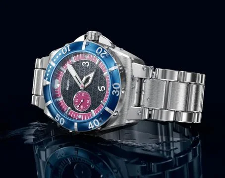 Mechanical wrist watch. 3D model. My own design Stock Illustration
