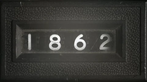 Mechanical Year Counter Scrolls Between 1861 and 1864 Stock Footage 317145643