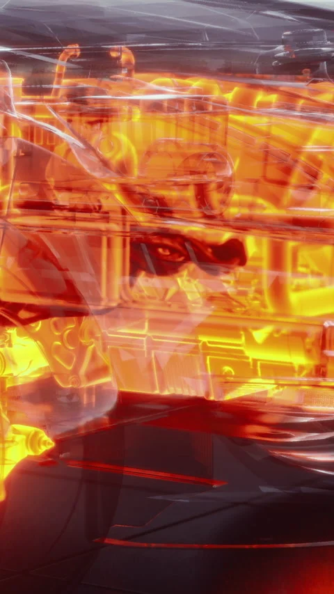 Mechanics of a car engine showing key components during operation Stock Footage 334883601