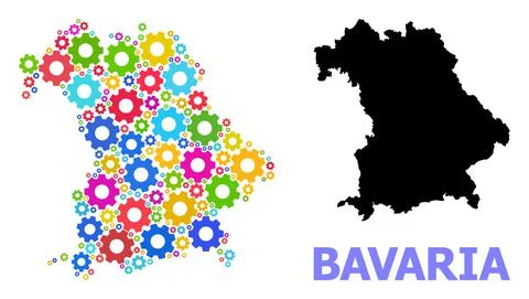 Mechanics Collage Map of Bavaria State of Multi-Colored Gears Stock Illustration