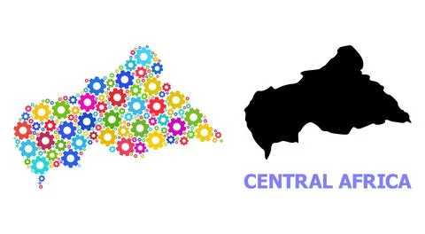Mechanics Composition Map of Central African Republic with Bright Gear wheels Illustrazione stock