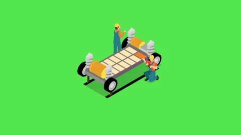 Mechanics fixing EV battery Stock Footage 252629165