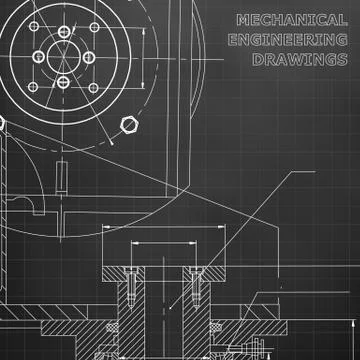 Mechanics. Technical design. Engineering style. Mechanical. Black background. Stock Illustration