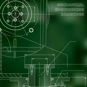 Mechanics. Technical design. Engineering style. Mechanical. Green background Stock Illustration