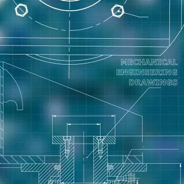 Mechanics. Technical design. Engineering style. Blue background. Grid Stockillustratie