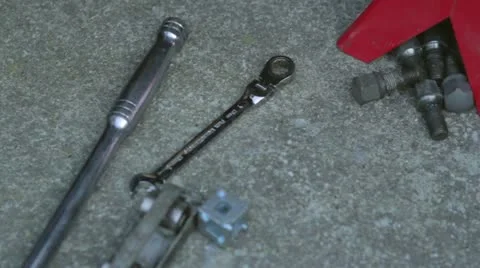 Mechanics Tools On The Ground Stock Footage 21600849