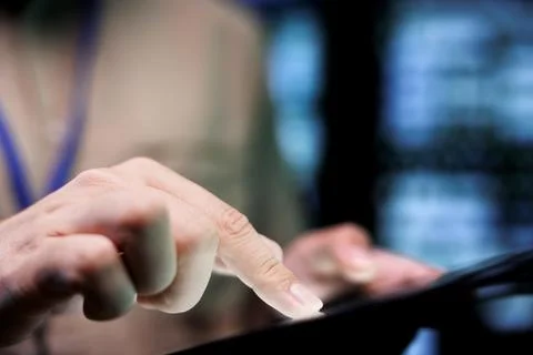 Mechaninc does server system scan Foto stock