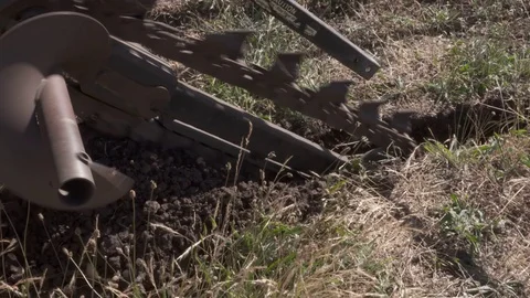 Mechanised Trench Digger at work Stock Footage 71062918