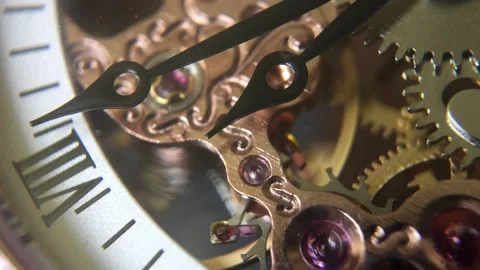 Mechanisim skeleton watch.Vintage style. Stock Footage