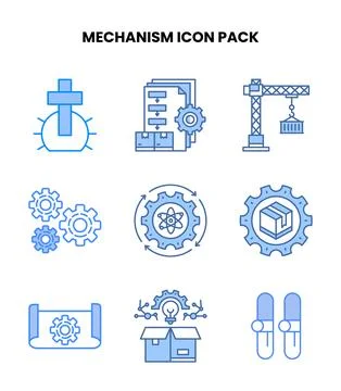 Mechanism Blue Vector Icons Pack Illustrazione stock