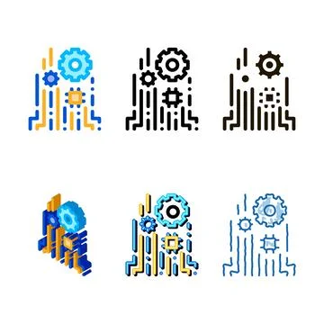Mechanism chip icon vector outline edition 库存插图