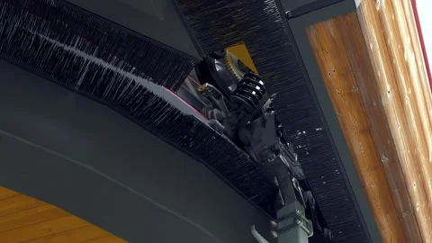 Mechanism controlling door system of the cableway funicular, close up Stock Footage 254939431