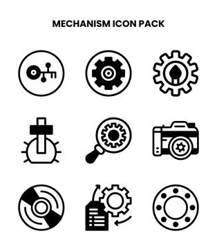 Mechanism DuoTone Bundle Icons Pack Stock Illustration