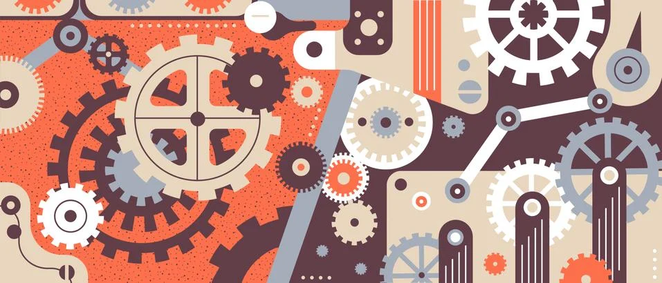 Mechanism flat background Stock Illustration