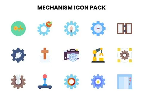 Mechanism Flat Bundle Icons Pack Illustrazione stock