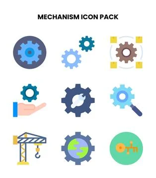 Mechanism Flat Design Icons Pack Illustrazione stock