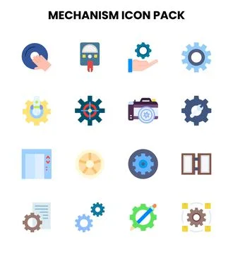 Mechanism Flat Design Icons Pack Ilustração Stock