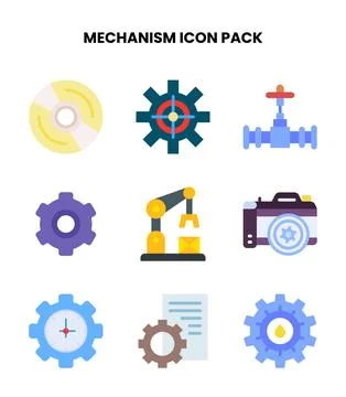 Mechanism Flat Graphics Icons Pack Illustrazione stock