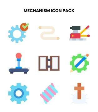 Mechanism Flat Set Icons Pack Illustrazione stock
