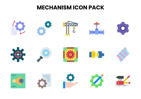 Mechanism Flat UI Icons Pack Stock Illustration