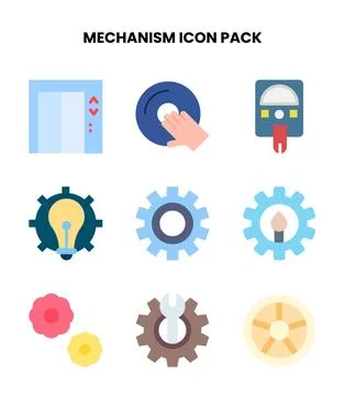 Mechanism Flat Vector Icons Pack Illustrazione stock