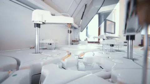 The mechanism of the immunological analyzer from the inside. Stock Footage 194131160
