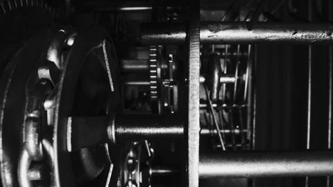 The mechanism inside the tower clock with a pendulum. Stock Footage 240645091