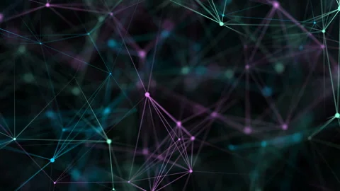 The mechanism of interaction. Seamless loop.Digital Grid with Lines and Dots. 3d Stock Footage 102869570