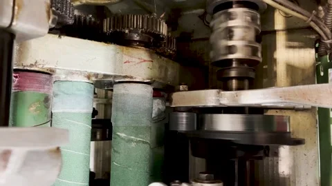 The mechanism of the knitting machine in motion Stock Footage 239658570