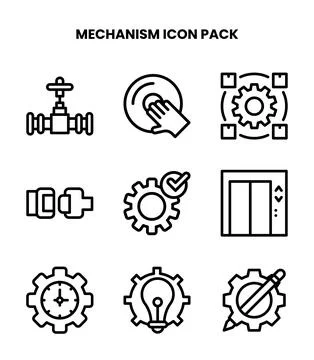 Mechanism Line Bundle Icons Pack Illustrazione stock
