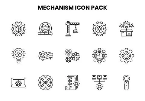 Mechanism Line Bundle Icons Pack Illustrazione stock