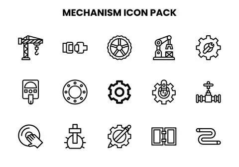 Mechanism Line Bundle Icons Pack Illustrazione stock