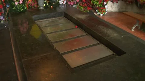 Mechanism of lowering the coffin in the crematorium Stock Footage 12279170