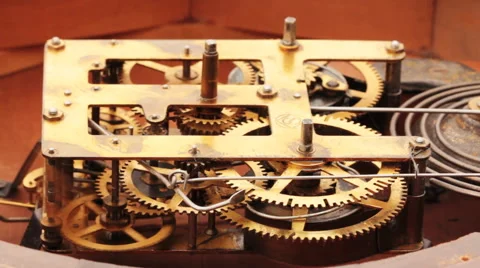 The Mechanism Of The Old Clock 1 Stock Footage 50874733