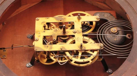 The Mechanism Of The Old Clock 12 Stock Footage 58898925