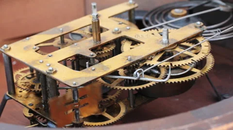 The Mechanism Of The Old Clock 5 Stock Footage 50874778