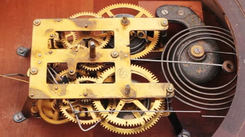 The Mechanism Of The Old Clock 5- Stock Footage 58898839