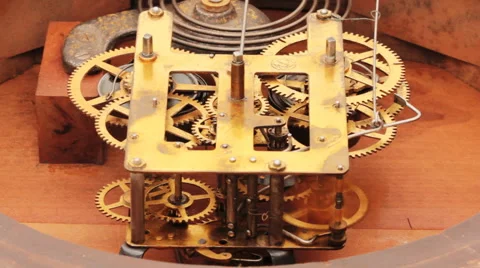 The Mechanism Of The Old Clock 9 Stock Footage 58898922
