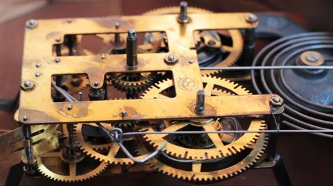 The Mechanism Of The Old Clock Stock Footage 50875012