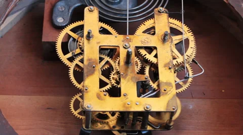 The Mechanism Of The Old Clock Stock Footage 58898756