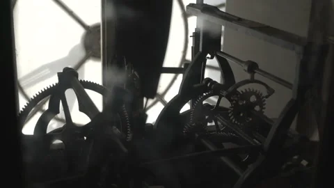 Mechanism of old clock tower Stock Footage 218930159