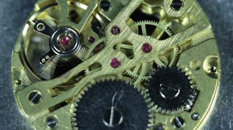 Mechanism Old Pocket Alarm Clock Closeup Selective Focus Lifetime Concept Watch Stock Footage 35871069